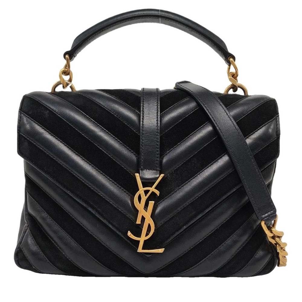 Yves Saint Laurent Black / Suede Leather Chain Bag